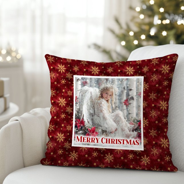 Almofada Bright Angelic Red Gold Christmas Pillow Gift (Bright Angelic Red Gold Christmas Pillow Gift)