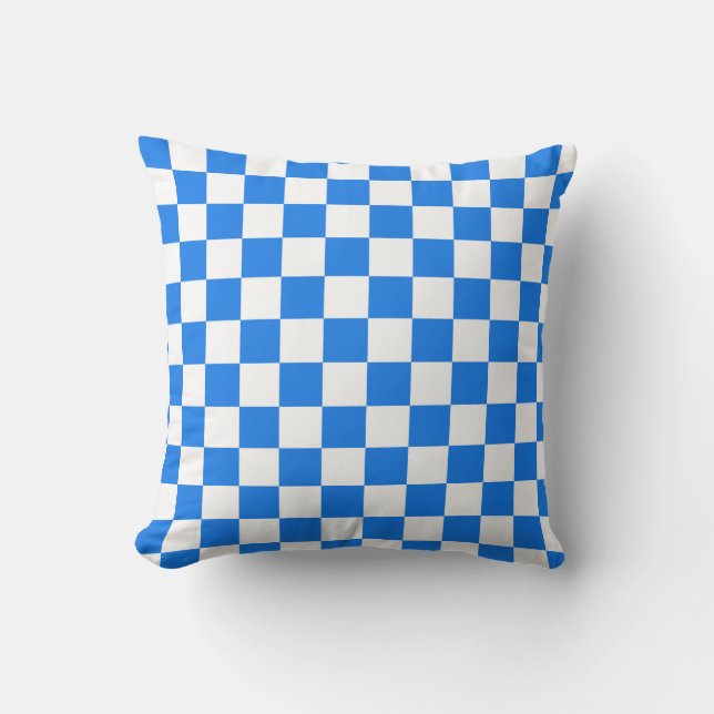 Almofada Bright Blue and White Checkers (Frente)