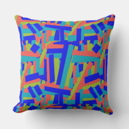 Almofada Bright Bold Blue Green Coral Abstract Patches