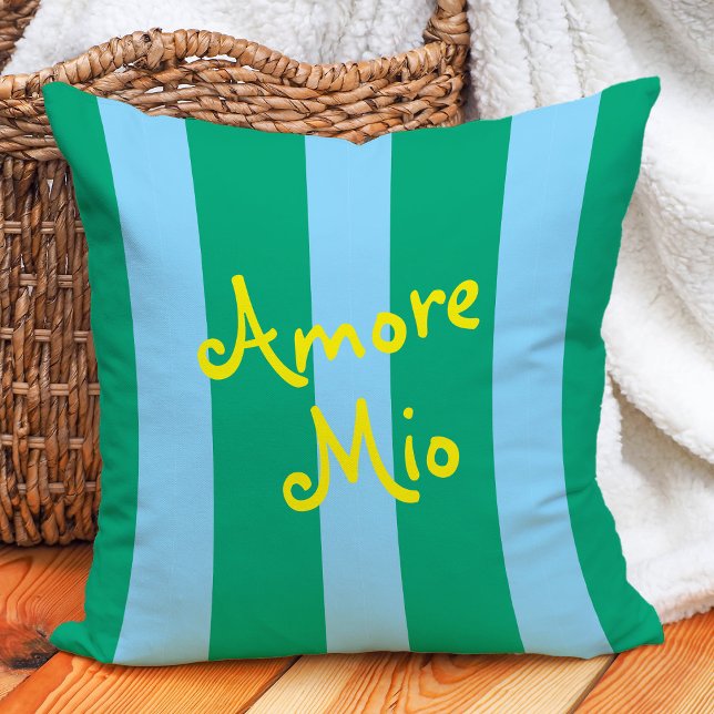 Almofada Bright Green and Blue Stripes | Amore Mio (Criador carregado)
