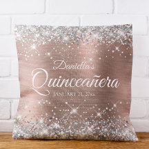Brilhante Rosa Glitter Prata Folha Dourada Quincea