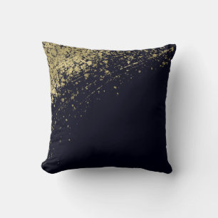 Almofada Brilho Azul e Dourado Pintura Esparsa Glamour Mode
