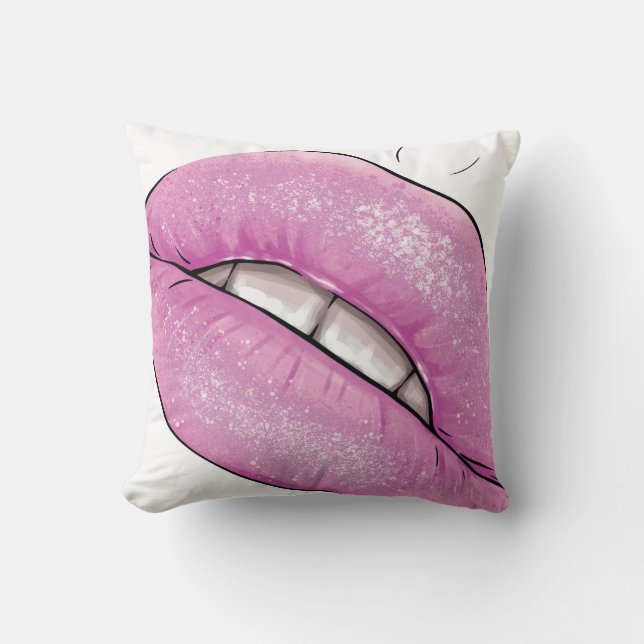 Almofada Brilho cor-de-rosa com dentes (Frente)