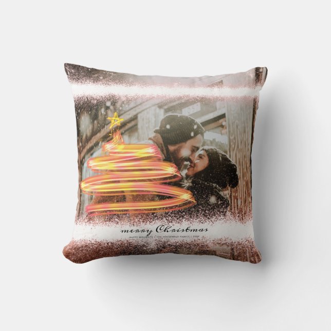 Almofada Brilho da foto da estrela da árvore de Natal (Frente)
