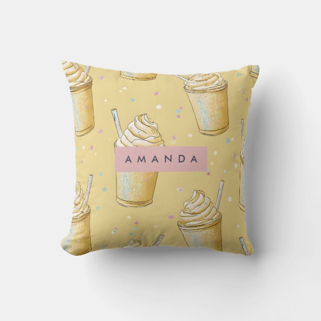 Almofada Brilho de Milkshake de Baunilha Dourado Personaliz (Frente)