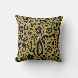 Almofada Brilho Dourado Estampa Animal Onça Preta Leopardo