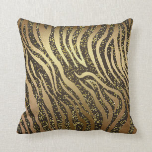 Almofada Brilho Dourado Faísca Zebra Selva Safari Glamour