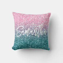 Brilho Luxo Rosa Claro Gradiente Glitter Azul Turq
