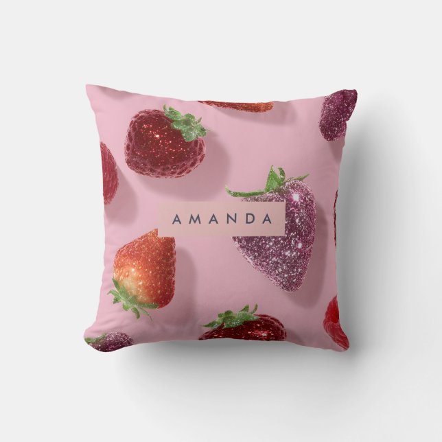 Almofada Brilho Personalizado Morango & Framboesa (Frente)