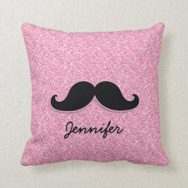 ALMOFADA BRILHO PRETO FEMININO DO ROSA DO BIGODE IMPRESSO