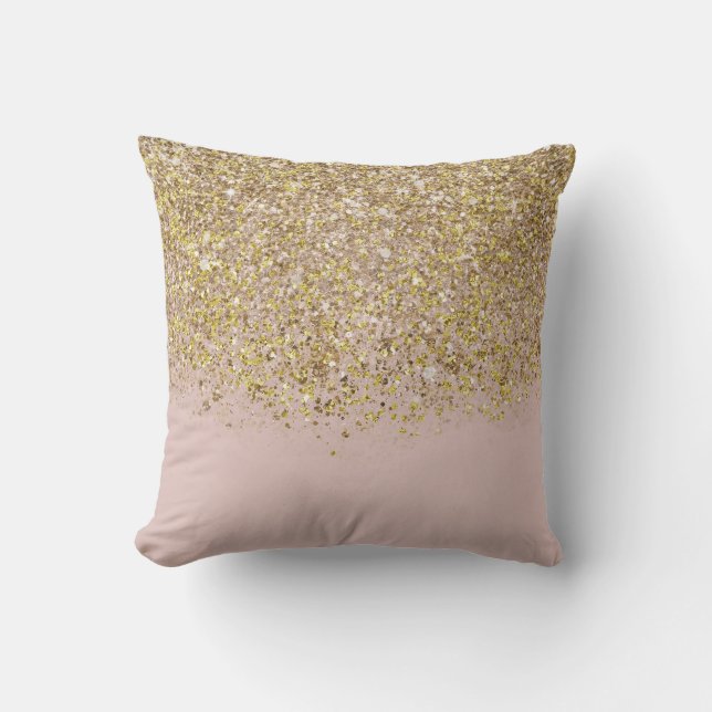 Almofada Brilho Rosa e Dourado Moderno Glam Chique Tendênci (Frente)