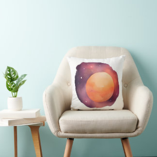 Almofada Brilho Solar: Arte Cosmica De Aquarela