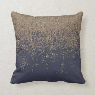 Almofada Brilho Sparkly Dourado Ombre dos azuis marinhos