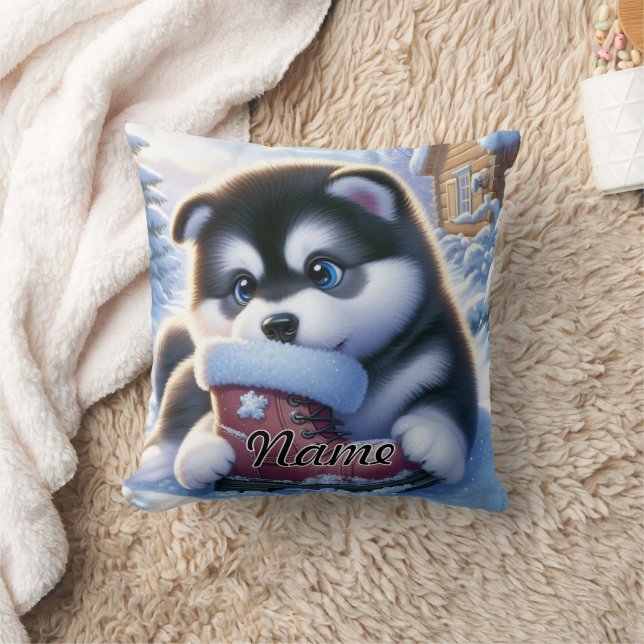 Almofada Brincadeira com uma bota de inverno coberta por ne (Cobertor)