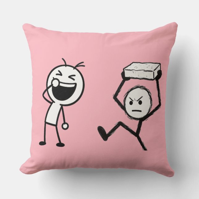 Almofada Brincadeira de Boneco de Palito Divertida  (Frente)