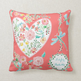 Almofada Brincadeira Moderna Aquarela Arte Floral De Coraçã