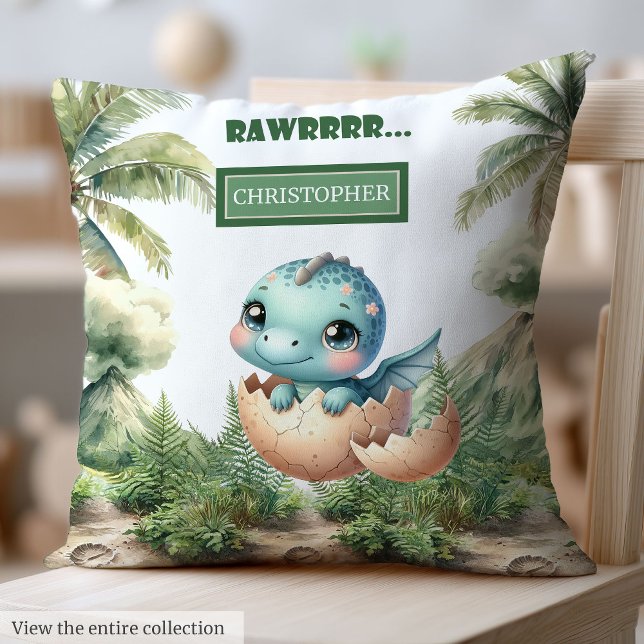 Almofada Brincadeiras de Chapéu em Breve Bebê Dinossauro Tr (Playful Hatching Soon Baby Dinosaur Baby Pillow Gift)