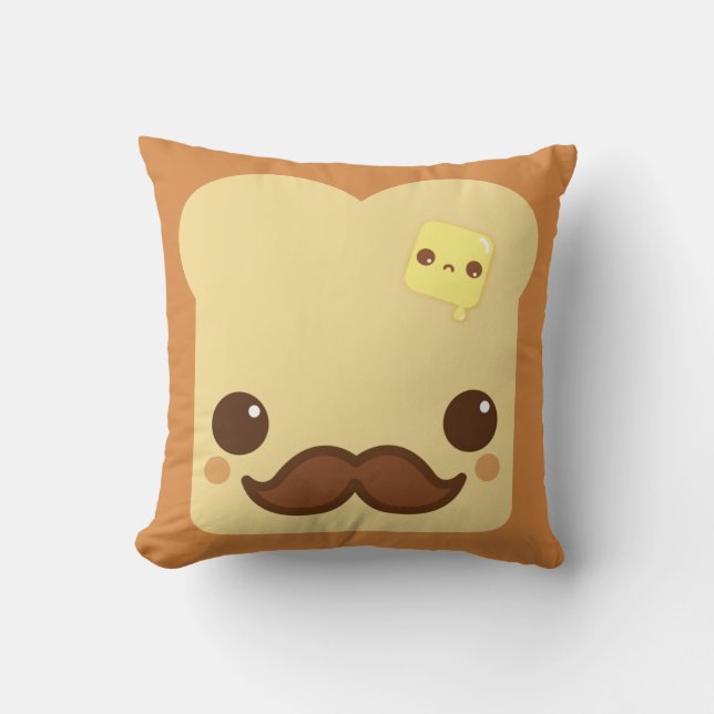 Almofada Brinde de Kawaii com bigode e manteiga bonito (Frente)