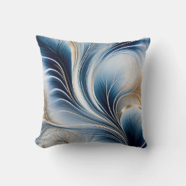 Almofada Brisa Dourada - Fluxo de Arte Abstrata Azul e Dour