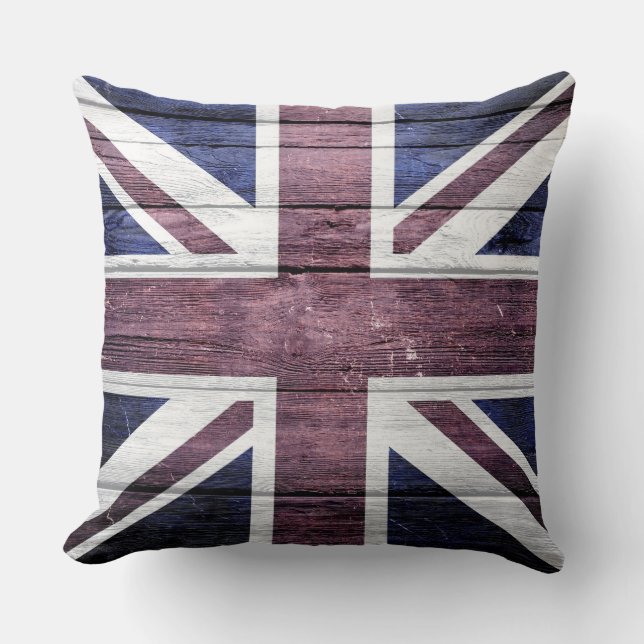 Almofada British Flag Vintage Wood (Frente)