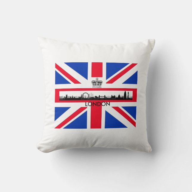 Almofada British Union Jack Flag London Eye Skyline (Frente)