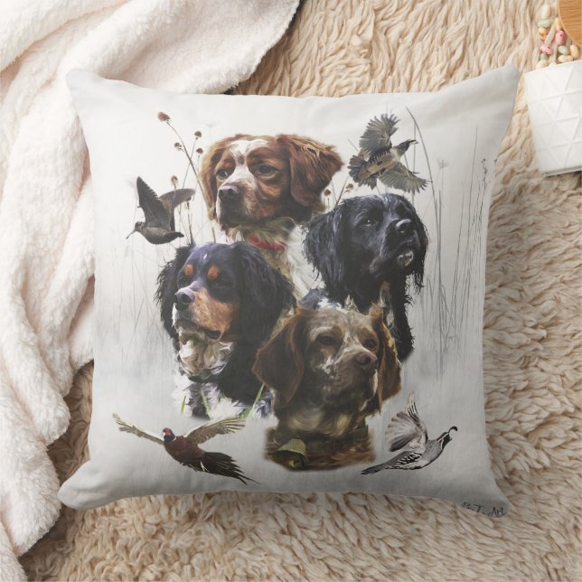Almofada Brittany Spaniels , Estação de Caça de Pássaros (Cobertor)