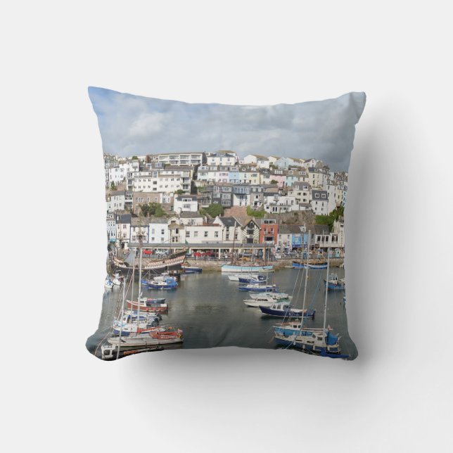 Almofada Brixham, Devon, Inglaterra Jogar Cushion/Travessei (Frente)