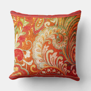 Almofada Brocade Amarelo-Laranja Vermelho