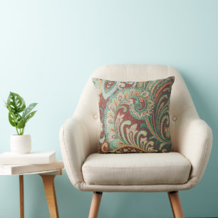 Almofada Brocade Brown Elegante, Teal, Travesseiro decorati