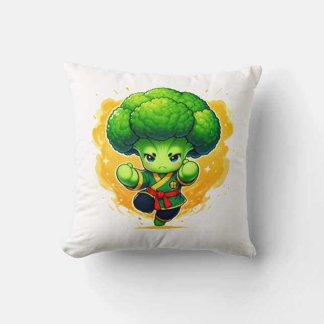 Almofada Broccoli Karate Kid — Cute Veggie Warrior (Frente)