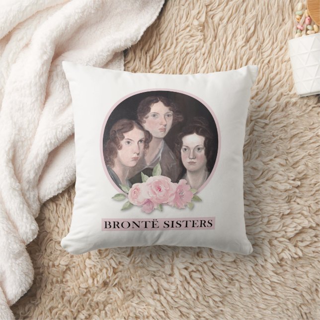Almofada Bronte Sisters Retrato com Rosas Rosa (Cobertor)