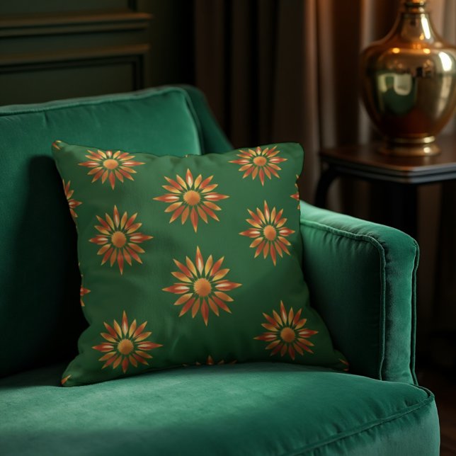 Almofada Bronze e Cobre Radiação - Luxe Deco Sunburst (Glamorous Art Deco sunbursts in bronze & copper. Vintage luxury for your home.)