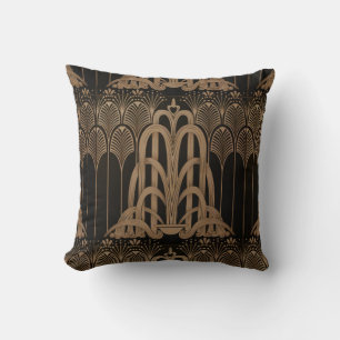 Almofada Bronze,preto,deco de arte, art nouveau, floral,pad