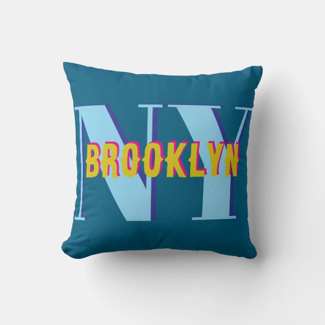 Almofada BROOKLYN NY cinza azul (Frente)
