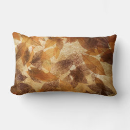 Almofada Brown Beige Dourado Leafs Autumn Linen