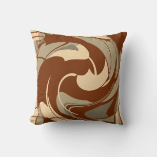 Almofada Brown Beige Tan Mediterranean Art Floral Mosaico