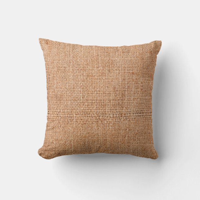 Almofada Brown burlap laying on white sheet. Abstract backg (Frente)