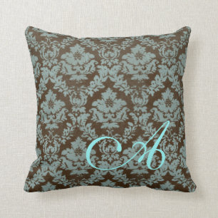 Almofada Brown/cerceta afligiu o travesseiro personalizado