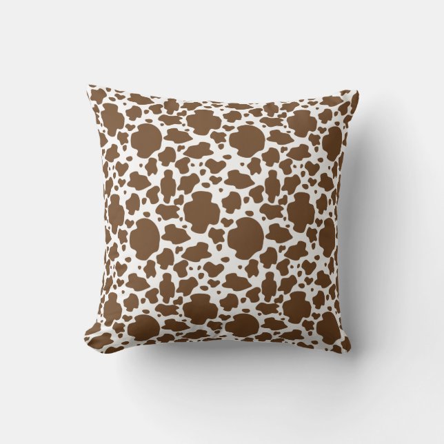 Almofada Brown Cow Spots Faux Cowhide Pattern (Frente)