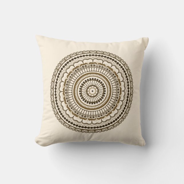 Almofada Brown Earth Tones Henna Mandala (Frente)