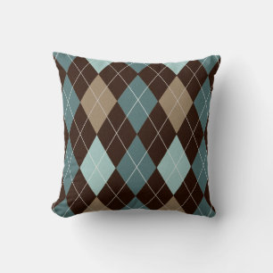 Almofada Brown moderno e coxim azul do travesseiro