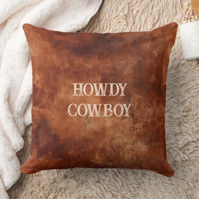 Almofada Brown Ocidental Howdy Cowboy Brown (Cobertor)