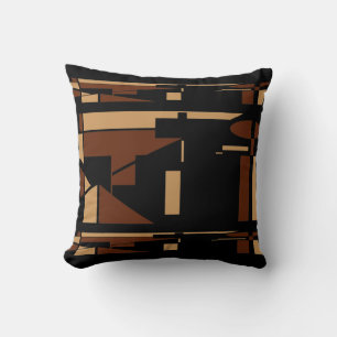 Almofada Brown Tan em Black Southwest Minimalist Abstrato