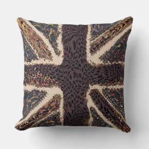 Almofada Brown Union Jack Liquid Art, Animal Selvagem Padrã