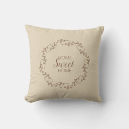 Almofada Brown Wreath Branches with Home Sweet Home Quote