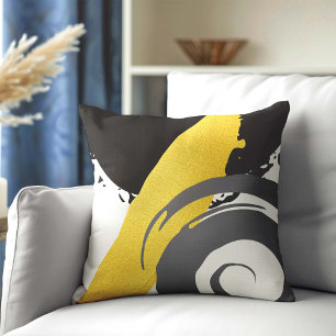 Almofada Brushstrokes modernos - Dourado, Cinza e Preto