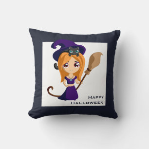 Almofada Bruxa Bonita no Halloween do Chapéu Roxo