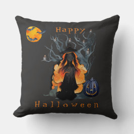Almofada Bruxa da Cena das Halloween na Lua