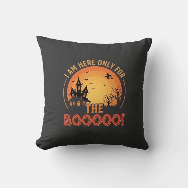 Almofada Bruxa de Halloween Casa Assombrada Design de Boo_1 (Frente)