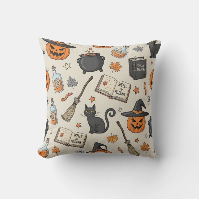 Almofada Bruxa de Halloween Vintage (Frente)
